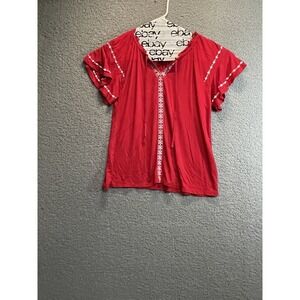 SPENSE Womans Top Blouse Size PL ‎ Red Short Sleeve